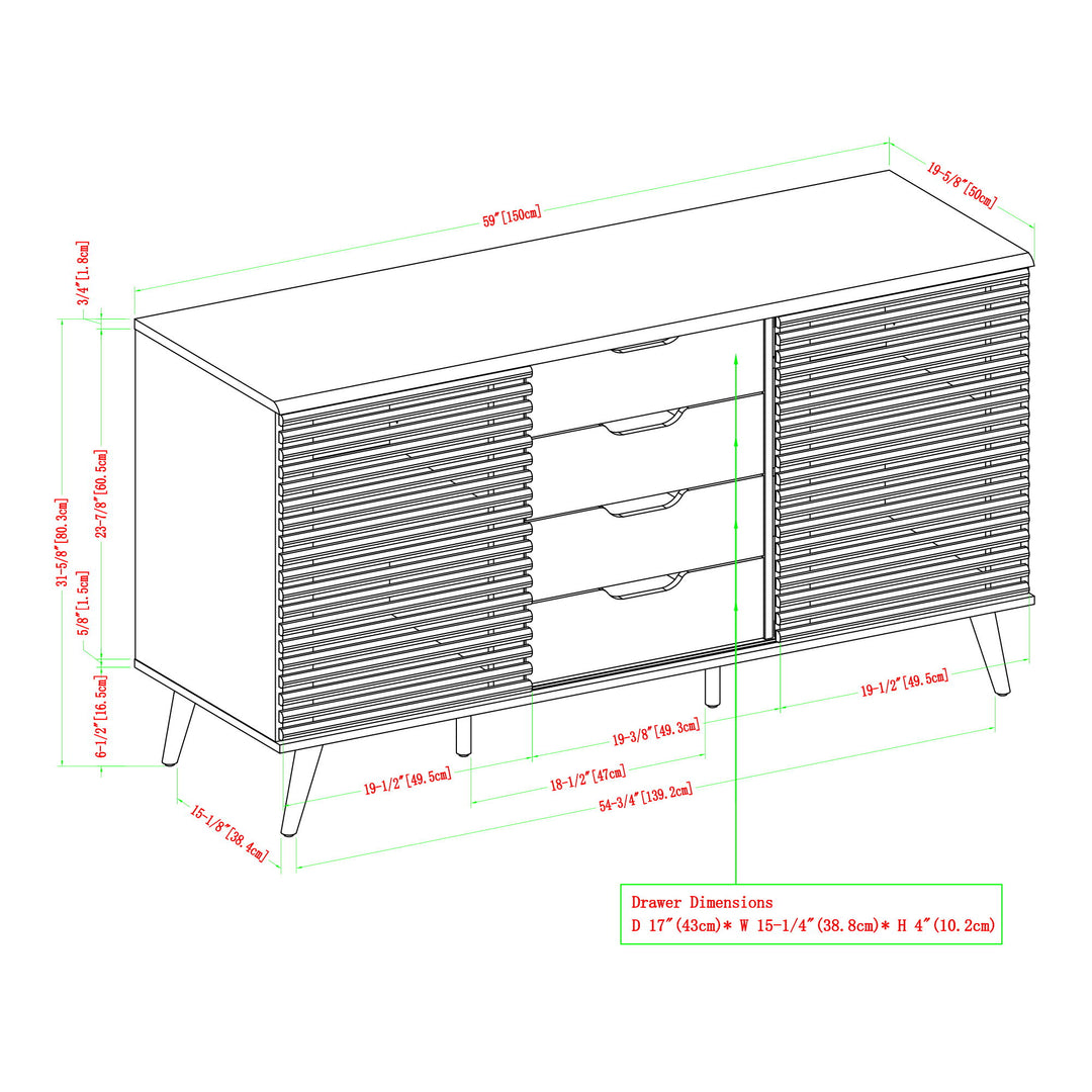 Contemporary Sliding Slat Door Sideboard
