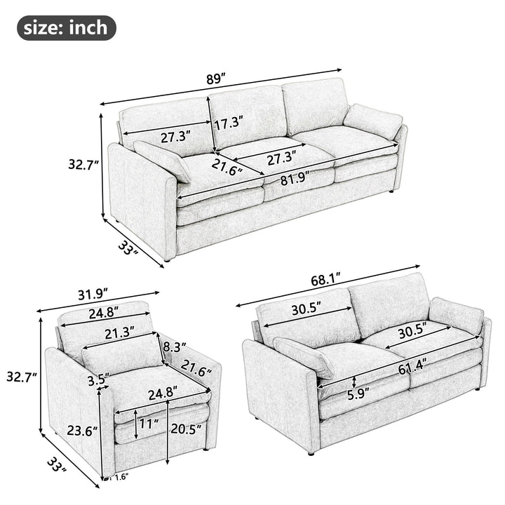 Cozy Sofa Set Oversized Comfy Cloud Sofa With Double Cushion