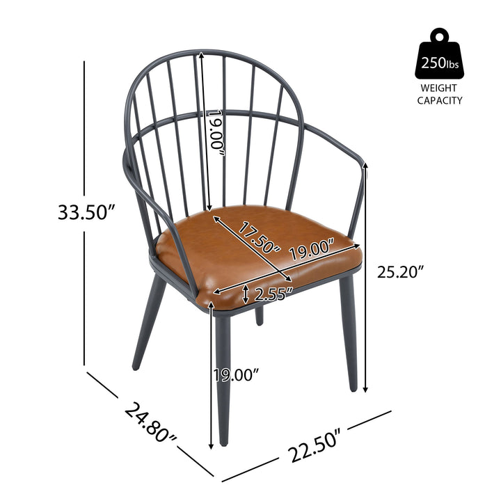 5 Piece Industrial Style Indoor Upholstered Dining Set With Metal Legs - Brown