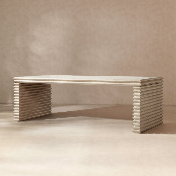 Veda - Geometric Waterfall Dining Table - White