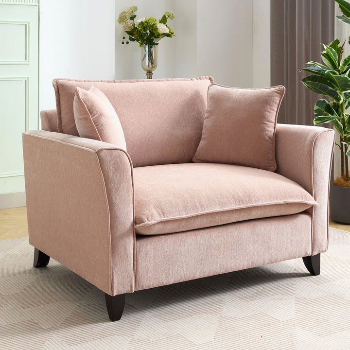 Oversized Armchair, Chenille Fabric, Comfy Chair And A Half Single Sofa With Pillow For Living Room