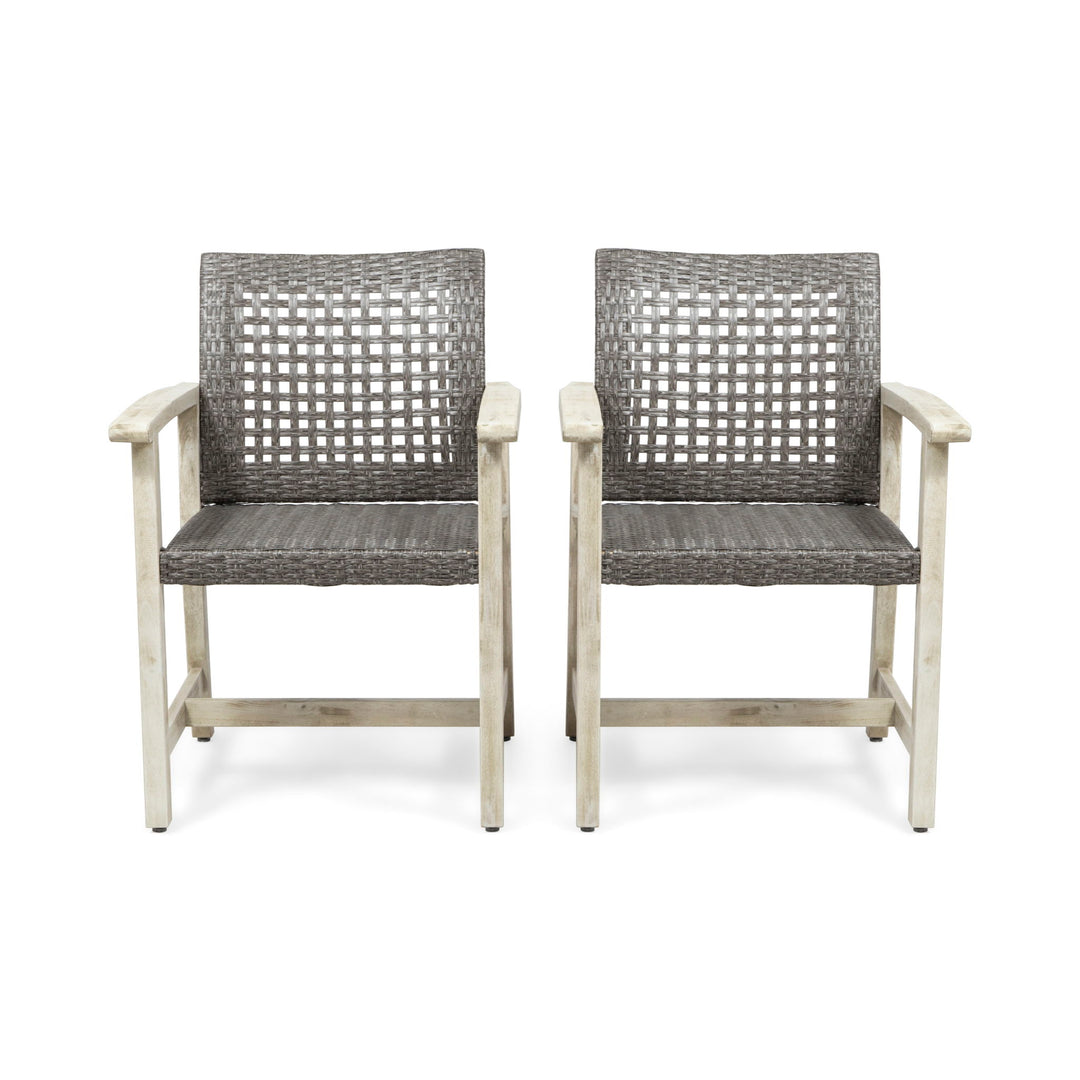 Outdoor Dining Chair Acacia Wood Frame (Set of 2)