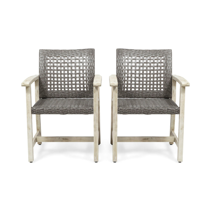Outdoor Dining Chair Acacia Wood Frame (Set of 2)
