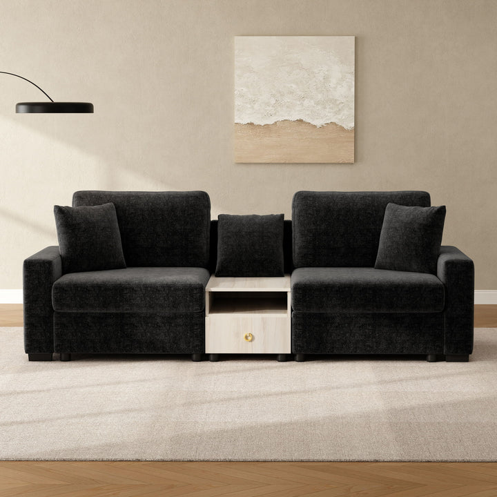 Modular Sofa Couch With Storage Armrest And Center Console