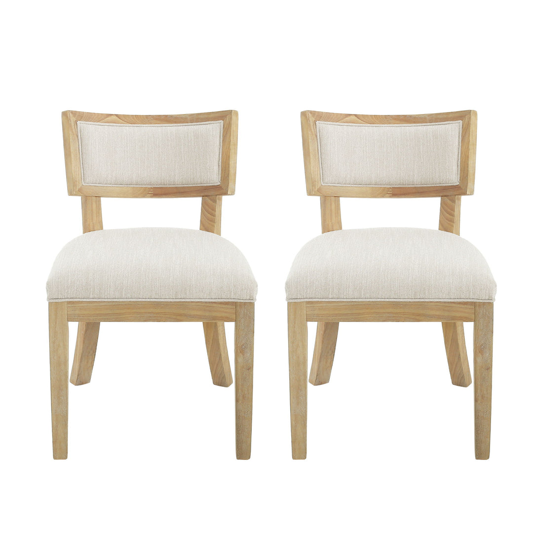 Farmhouse Style Fabric Upholstered Side Dining Chair Set