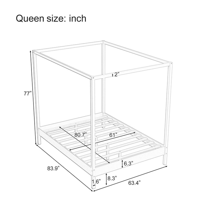 Canopy Bed Frame 4 Poster Platform Bed With Slats Support, No Box Spring Needed