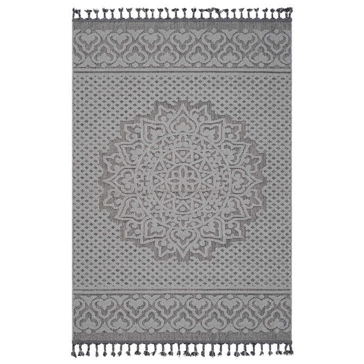 Guros - 8' X 10' Medallion Indoor / Outdoor Area Rug - Gray / White