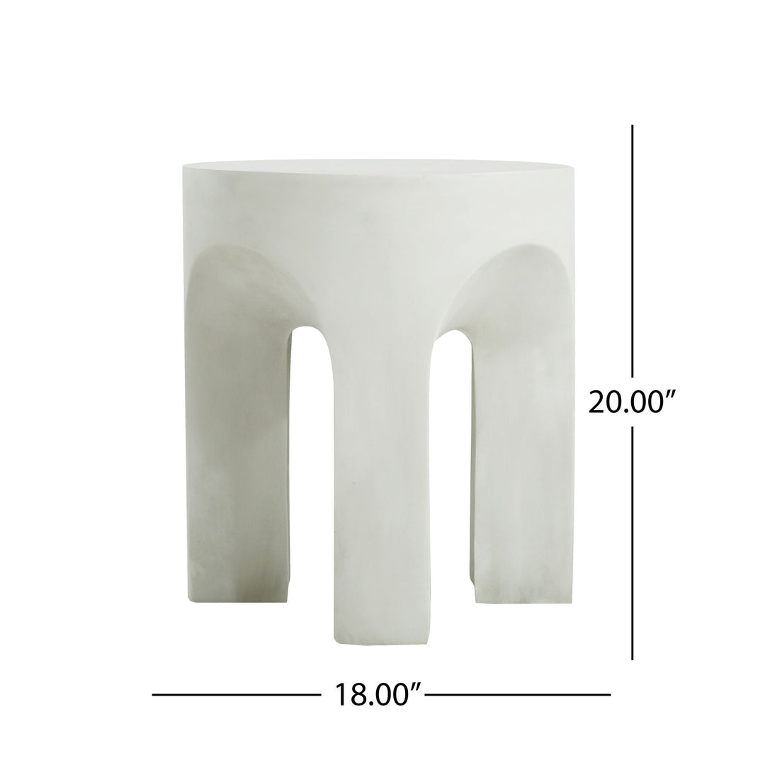 Outdoor Round Top Side Table / End Table, Living Room Accent Table - Antique White