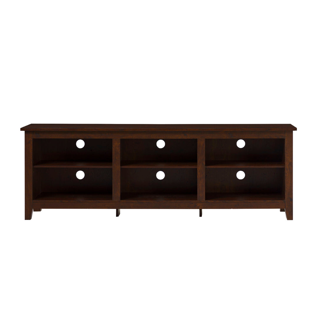 Modern Transitional 3 Shelf Open Storage 70" TV Stand For 80" TVs - Brown