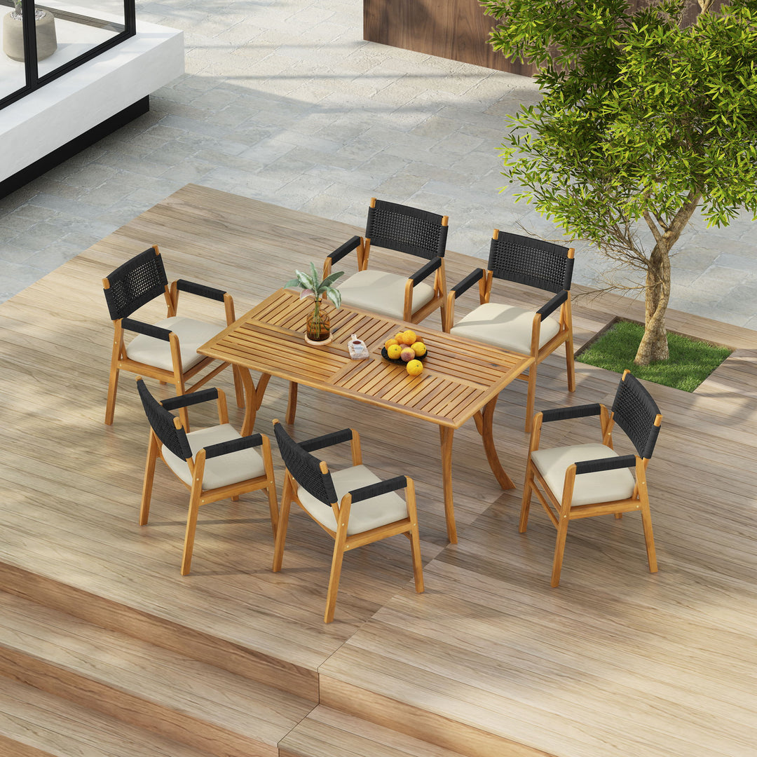Outdoor Rustic Patio Acacia Bistro Set With Cushions