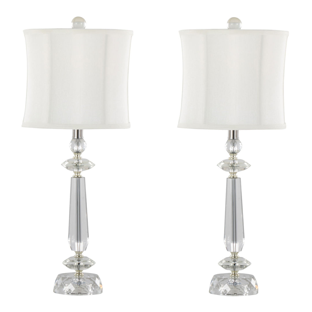 Karat - Contemporary Crystal Table Lamp (Set of 2) - Clear Crystal / Chrome / White Softback