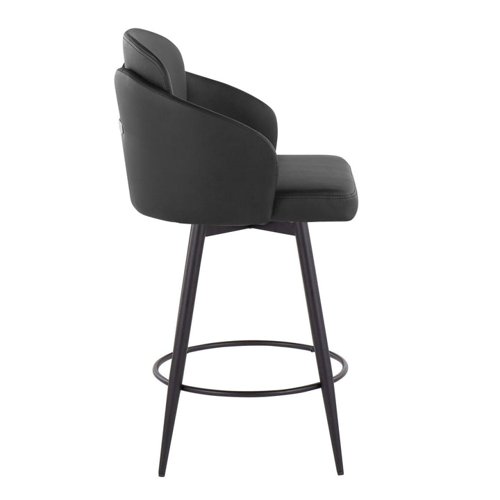Dahlia - Contemporary Fixed Height Counter Stool With Round Footrest (Set of 2) - Black