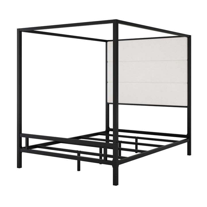 Modern Canopy Bed With Tall Upholstered Headboard