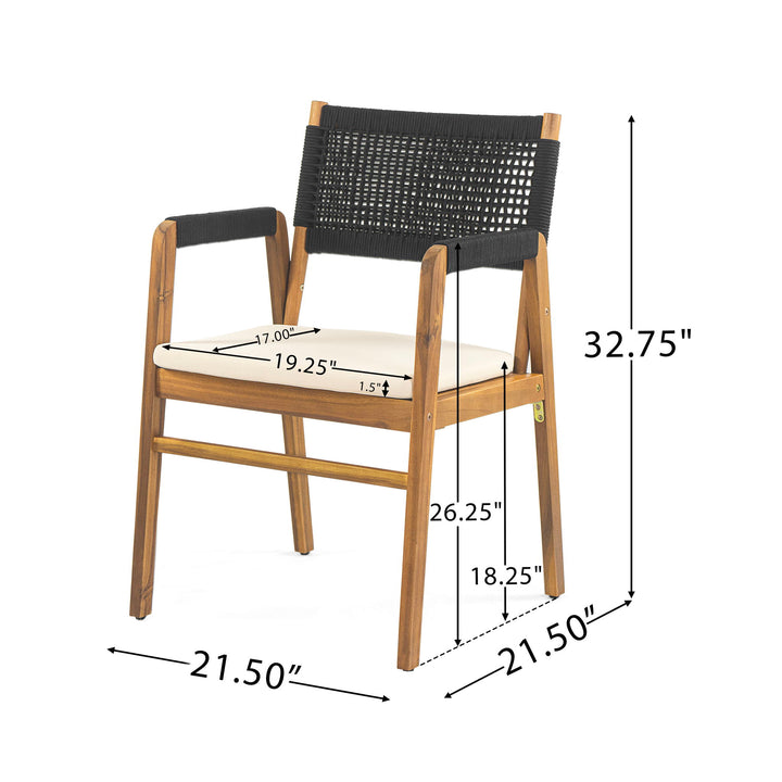 Outdoor Rustic Patio Acacia Bistro Set With Cushions