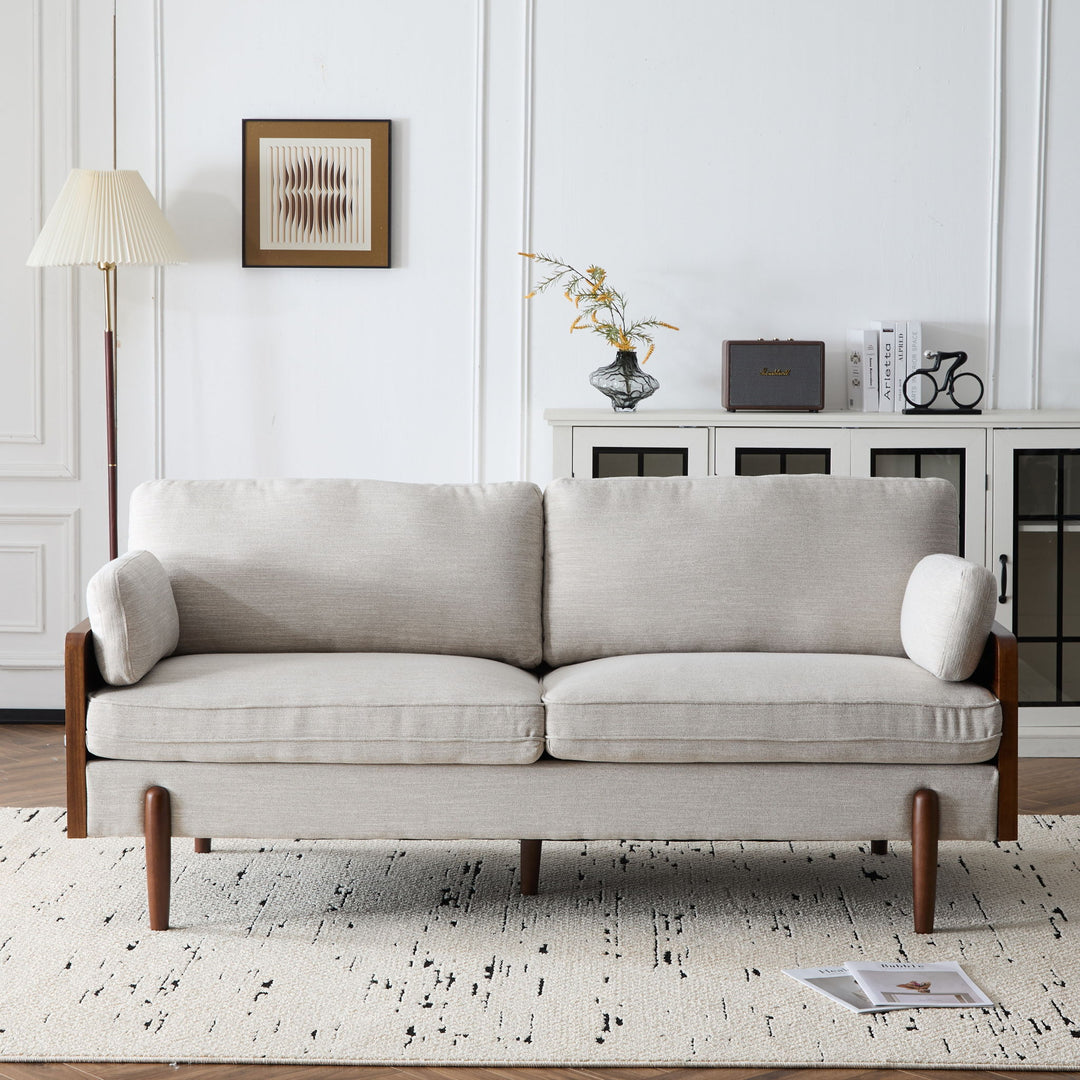 Mid Century Moderne Sofa With Wood Sides