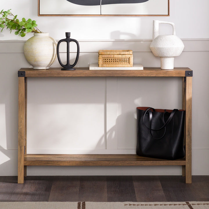Farmhouse Metal X Table With Lower Shelf