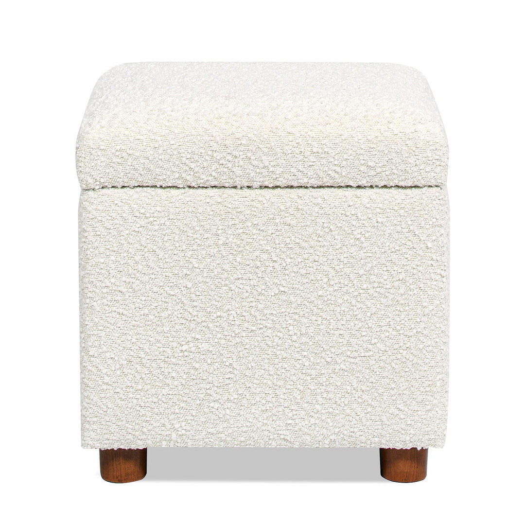 Upholstered Storage Ottoman - Ivory White