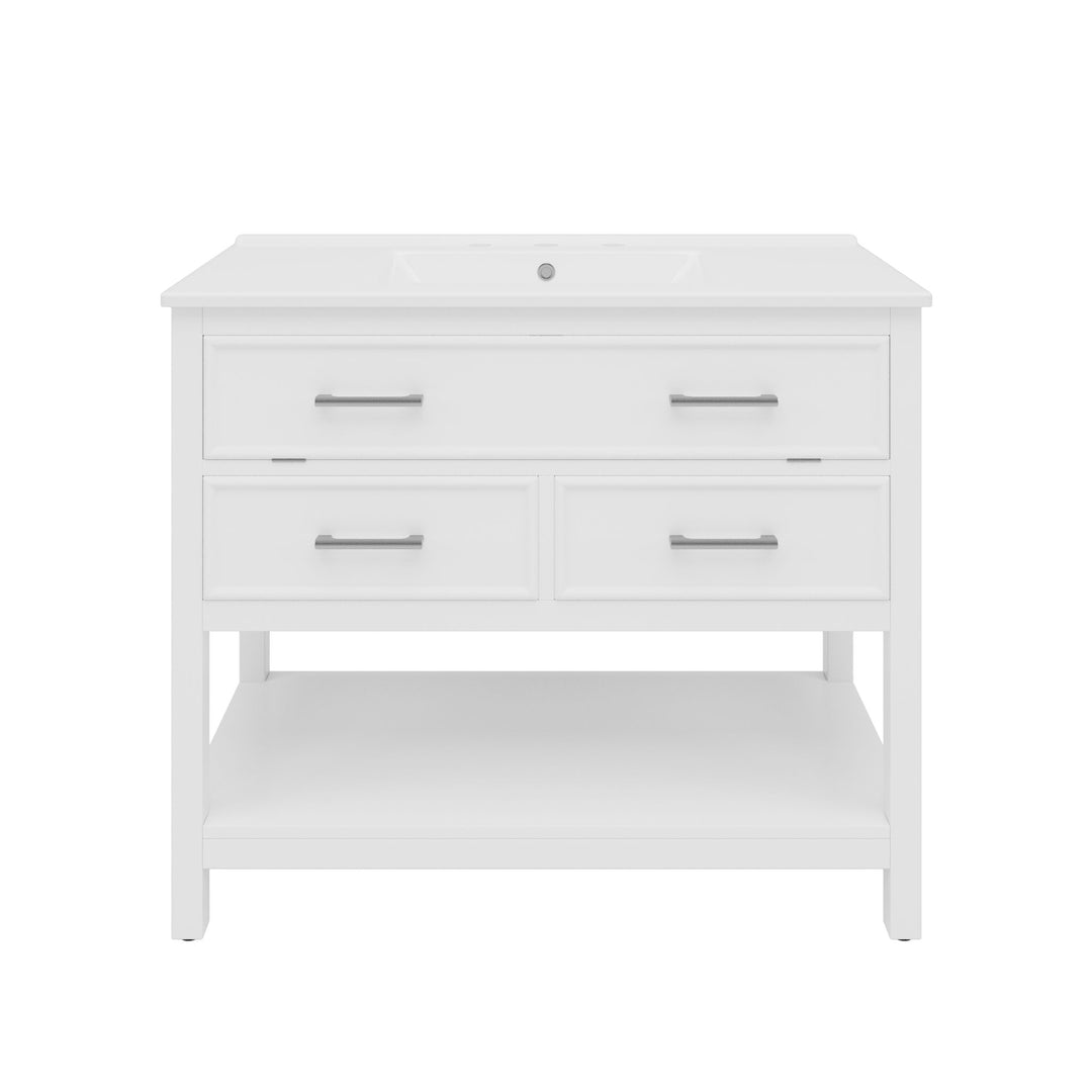 Bathroom Vanity With Ceramic Sink, Tip Out Tray & 2 Full Extension Drawers