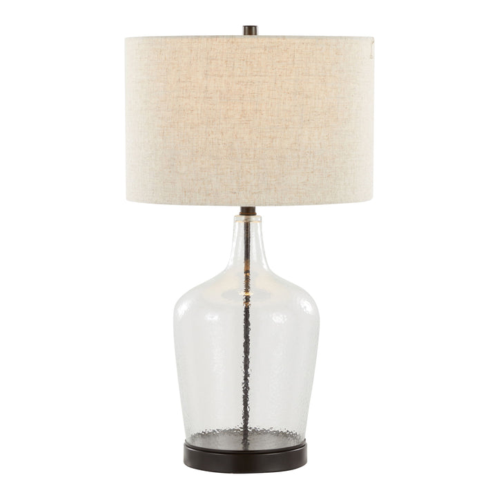 Botella - Contemporary Table Lamp Built In USB Port (Set of 2) - Clear / Oil Bronze / Natural
