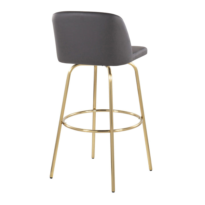 Toriano - Contemporary Fixed Height Barstool With Swivel And Round Footrest (Set of 2)