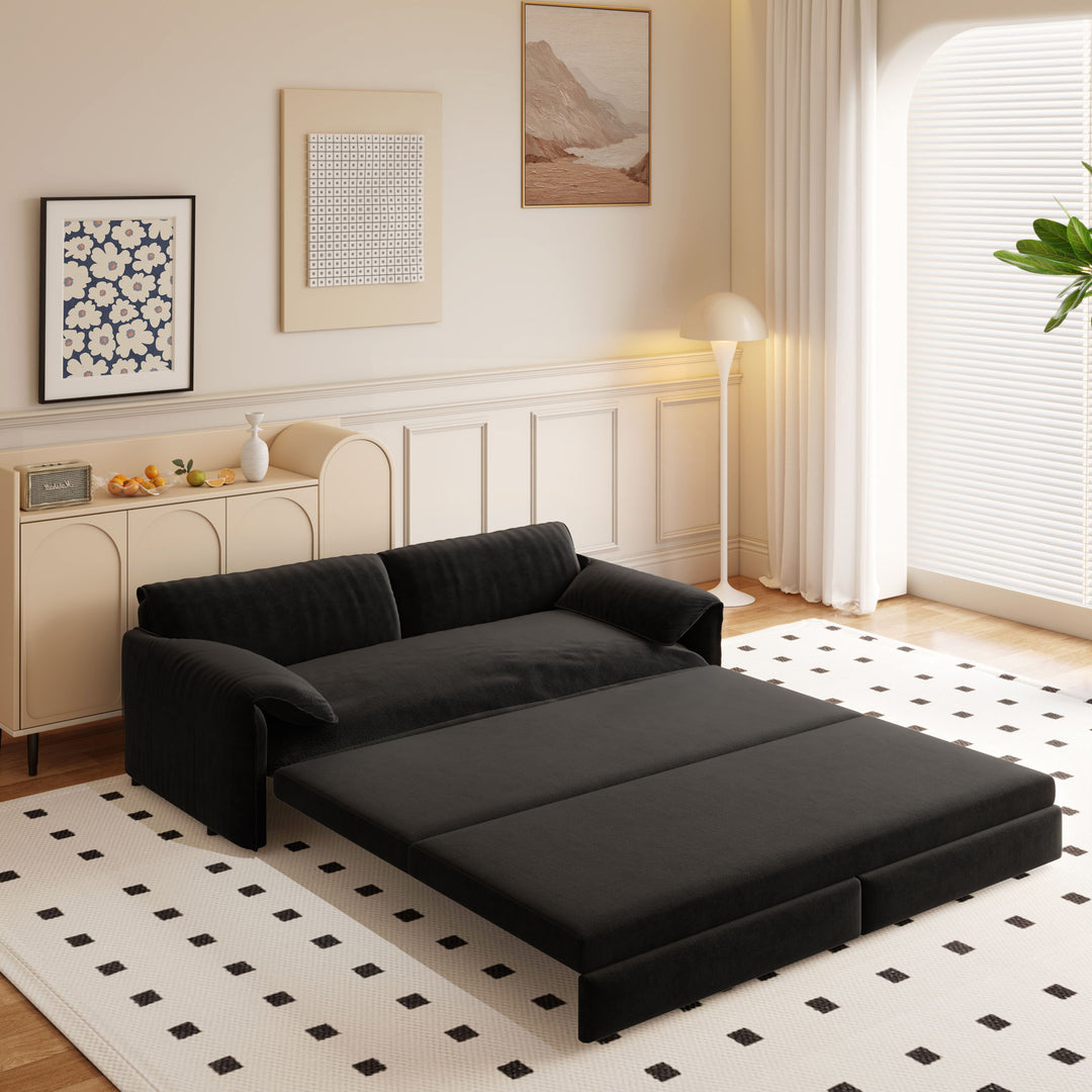 Queen Pull Out Sofa Bed, 3 In 1 Convertible Sleeper Sofa With Side Storage