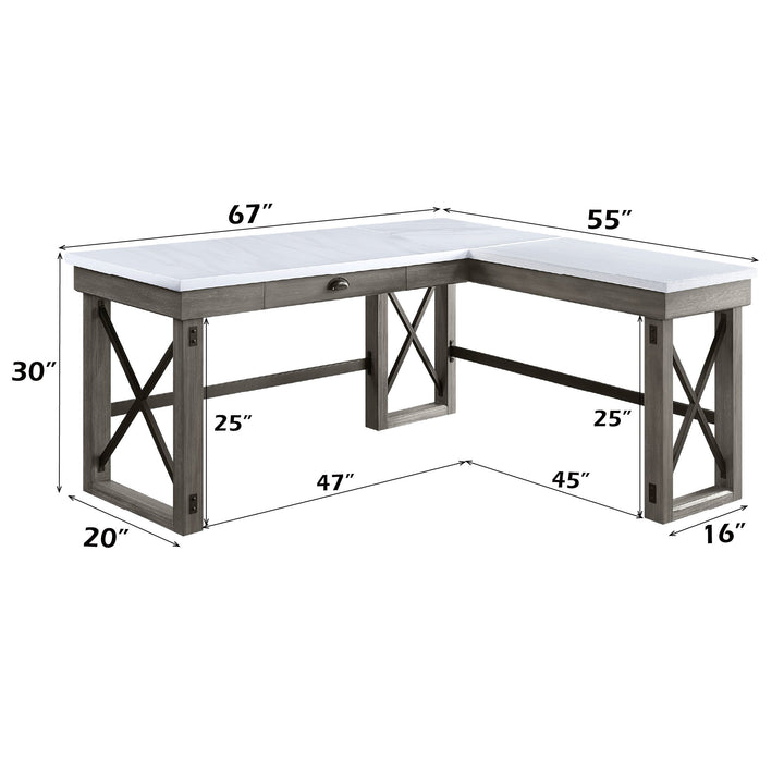 Talmar - Marble Top Weathered Writing Desk With Lift Top