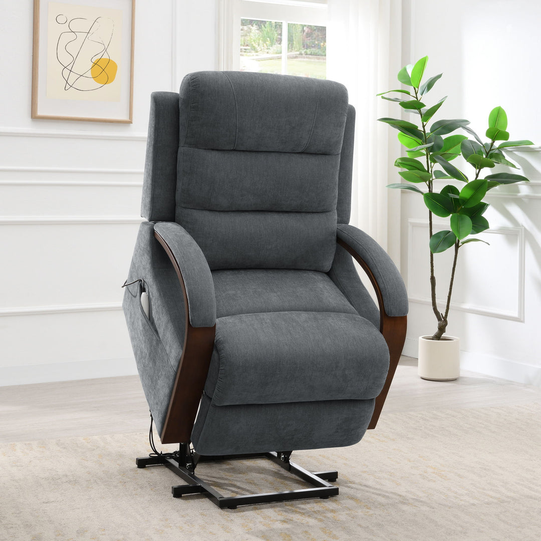 Kayla - Power Recliner With Lift & Heating & Massage (Zero Gravity) - Gray