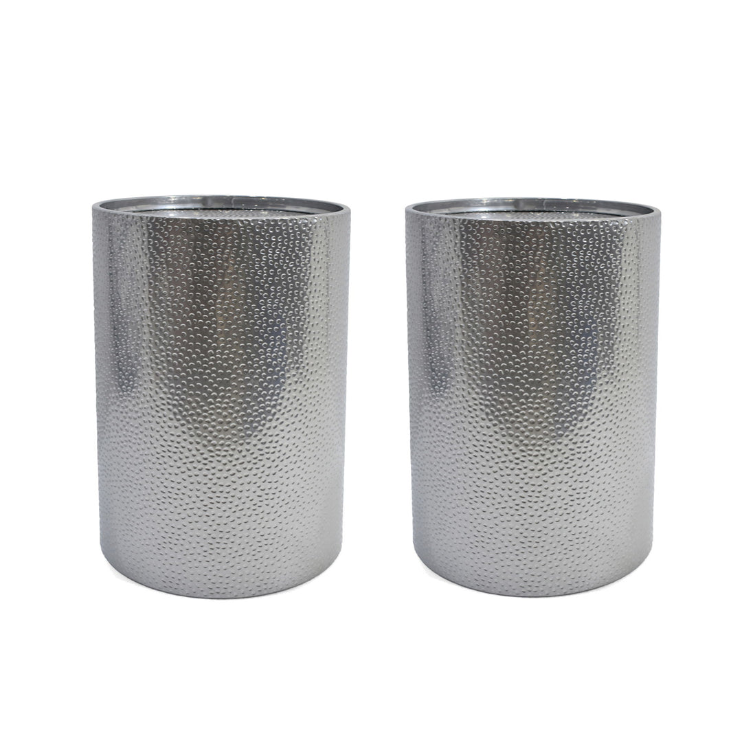 Modern Round Accent Table With Hammered Surface