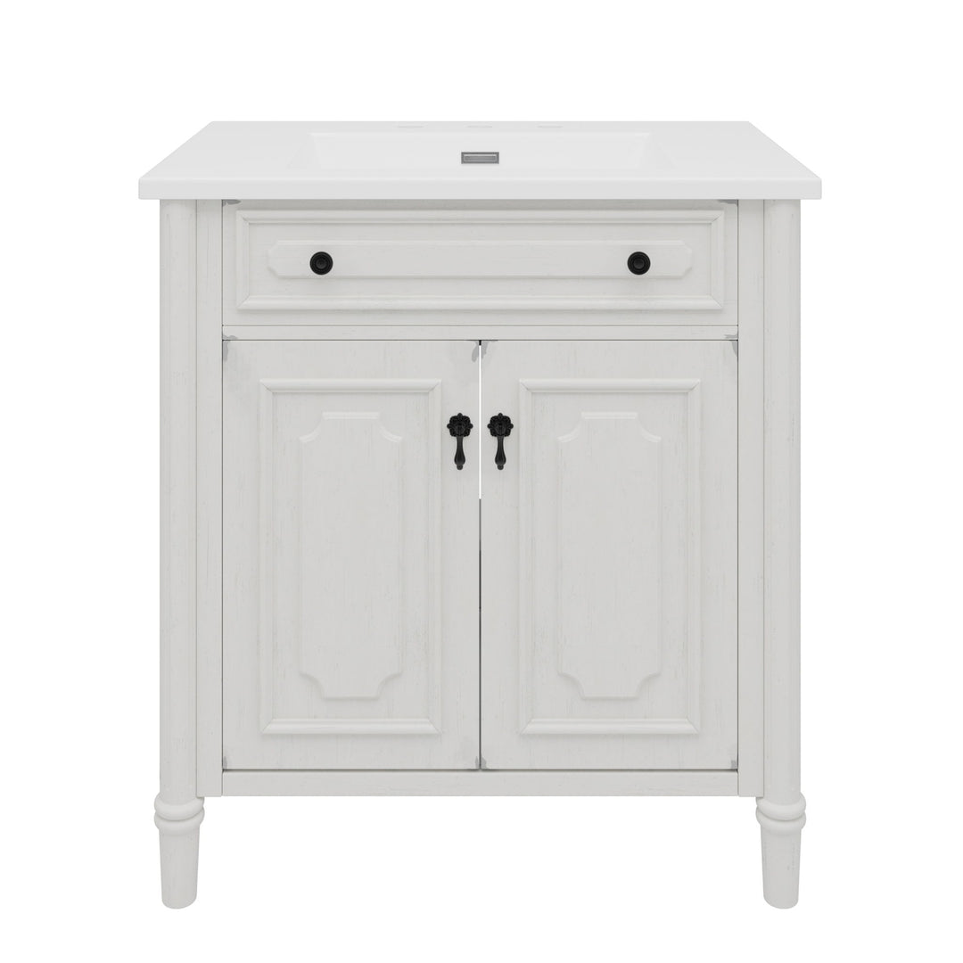 Vintage Bathroom Vanity With Sink, Rustic Cabinet With Soft Close Doors