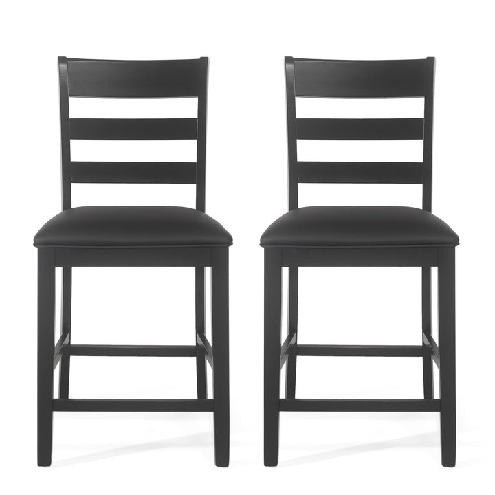 Farmhouse Upholstered Wood Counter Stools