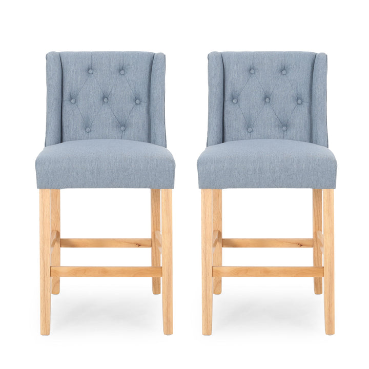 Vienna - Contemporary Fabric Tufted & Wingback Counter Stools (Set of 2)