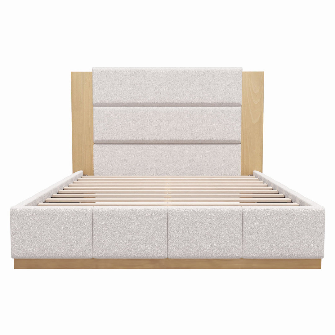 Modern Upholstered Platform Bed With Extended Headboard