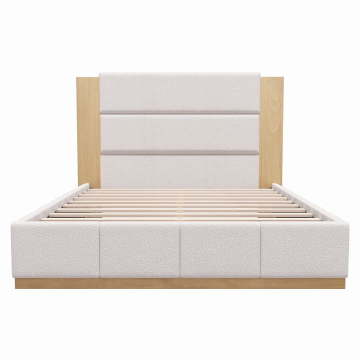 Modern Upholstered Platform Bed With Extended Headboard