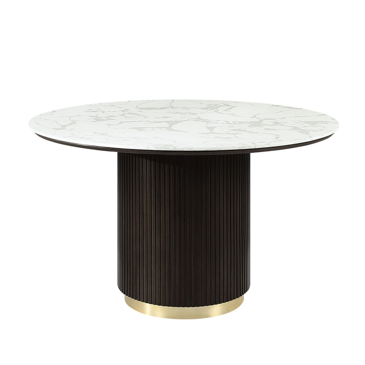 Clayten - Around Dining Table - Marble / Espresso