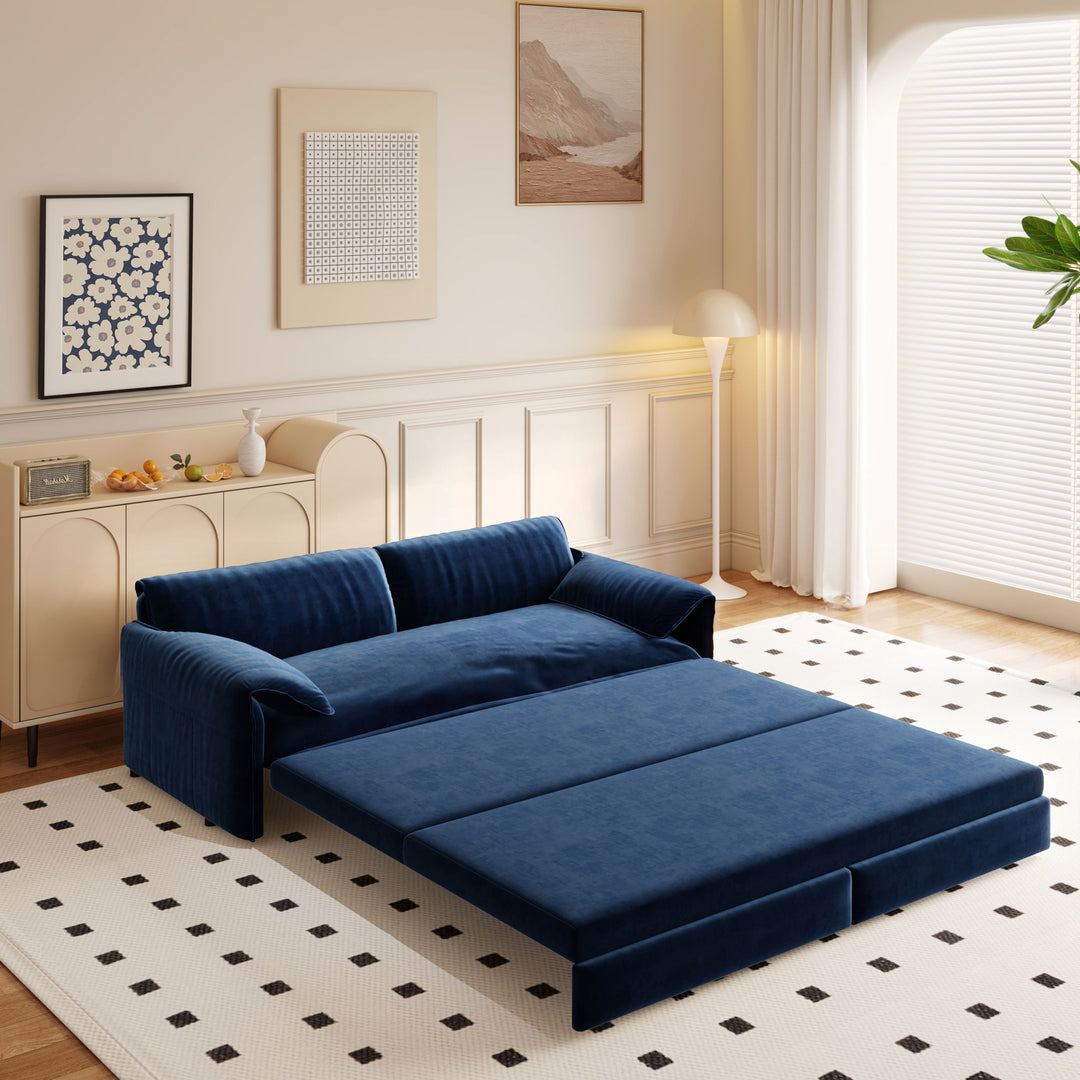 Queen Pull Out 3 In 1 Convertible Sleeper Sofa With Side Storage