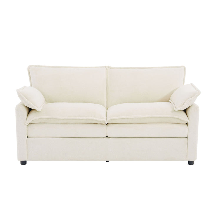 Modern Loveseat Sofa, Upholstered Couch With Side Storage Pockets