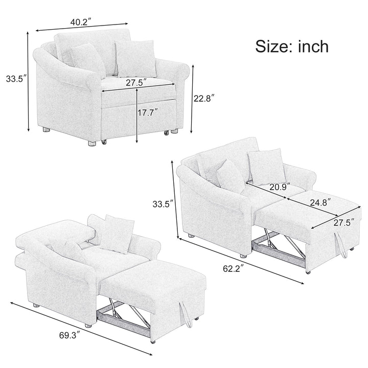 Convertible Sleeper Chair With Adjustable Backrest