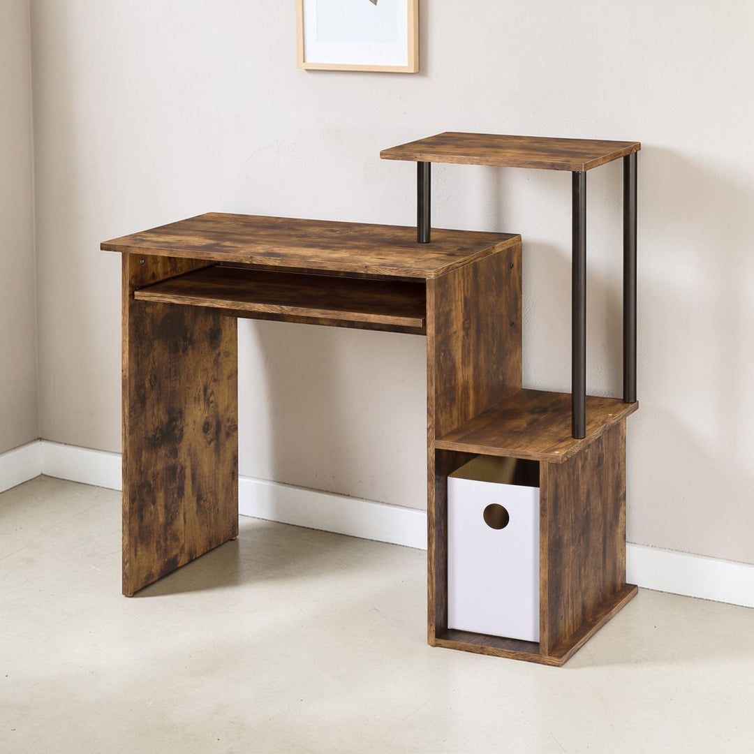 Lyphre - Computer Desk - Weathered Oak / Black