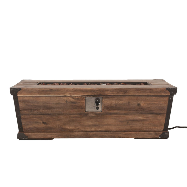 Outdoor Patio Rectangle Gas Burning Fire Pit 50, 000 Btu, Wood Pattern - Brown