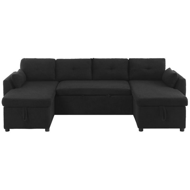 U-Shaped Sectional Sofa Bed With Storage And USB Ports