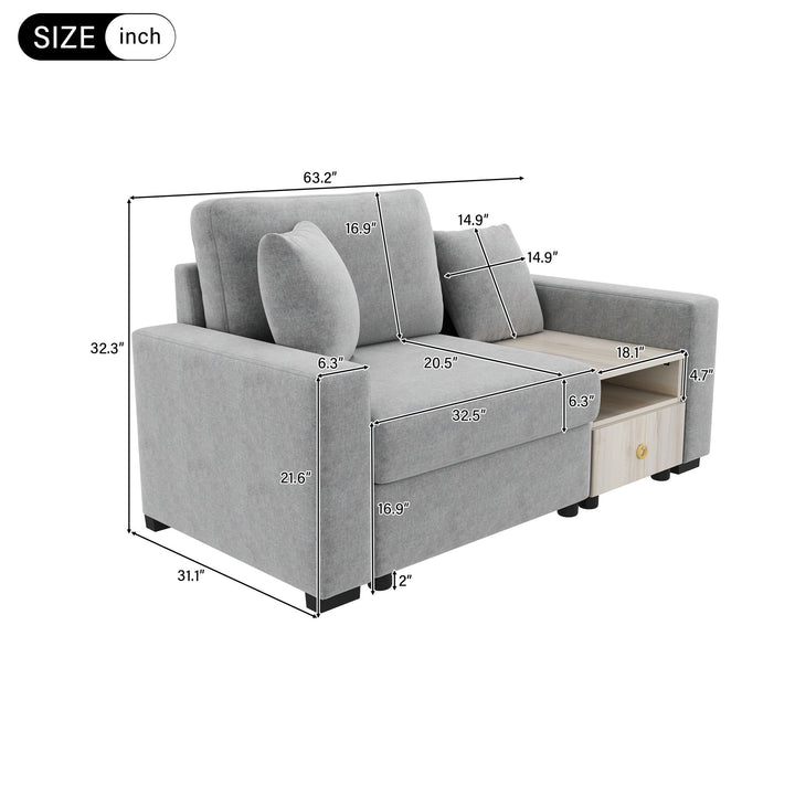 Modular Sofa Couch With Storage Armrest And Center Console