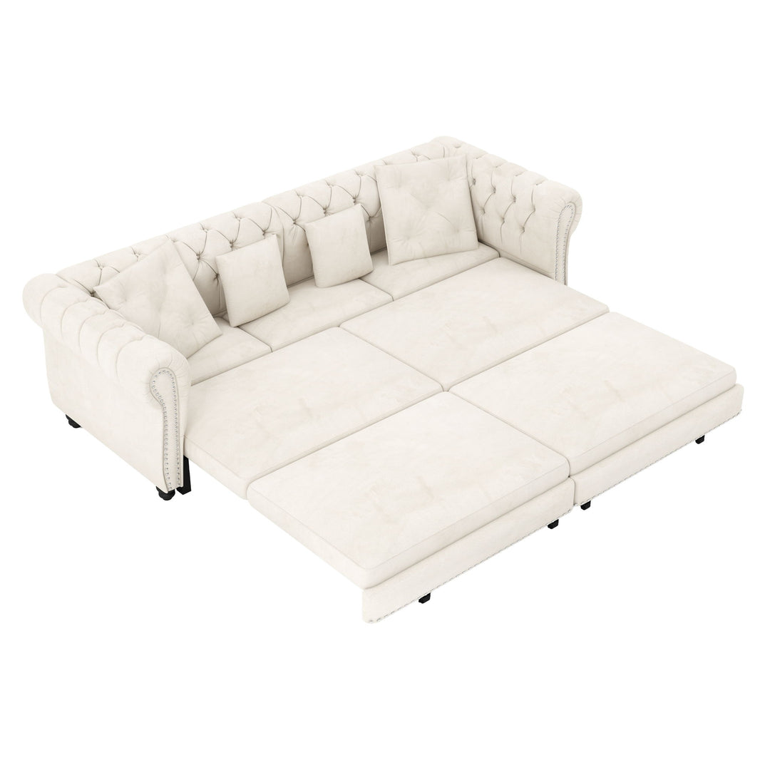 3 In 1 Pull Out Sofa Bed With Movable Ottoman