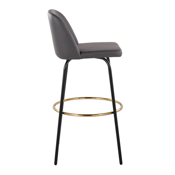 Toriano - Contemporary Fixed Height, Barstool With Swivel & Round Footrest (Set of 2)