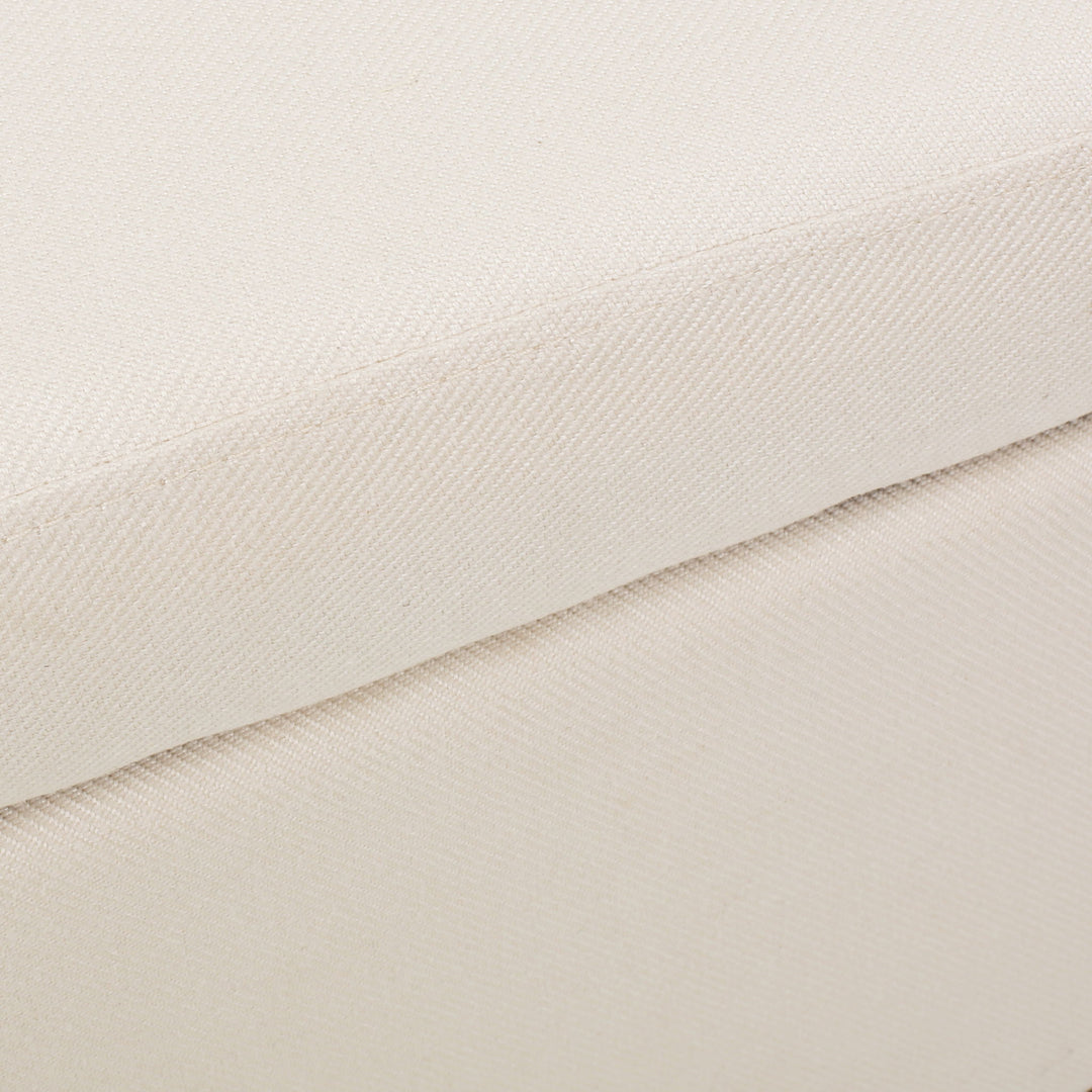Upholstered Storage Ottoman With Nailhead Trim - Beige