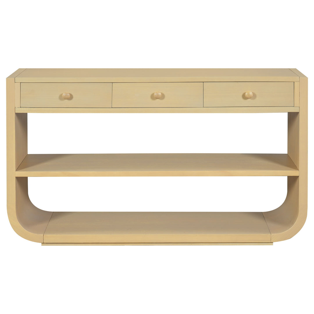 Console Table With 3 Soft Close Drawers & 2 Open Shelves - Natural