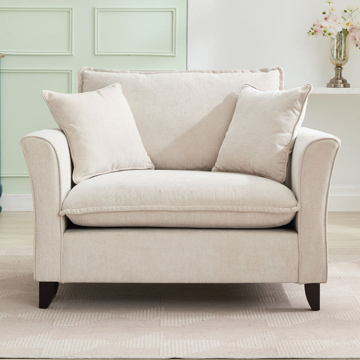 Oversized Armchair, Chenille Fabric, Comfy Chair And A Half Single Sofa With Pillow For Living Room