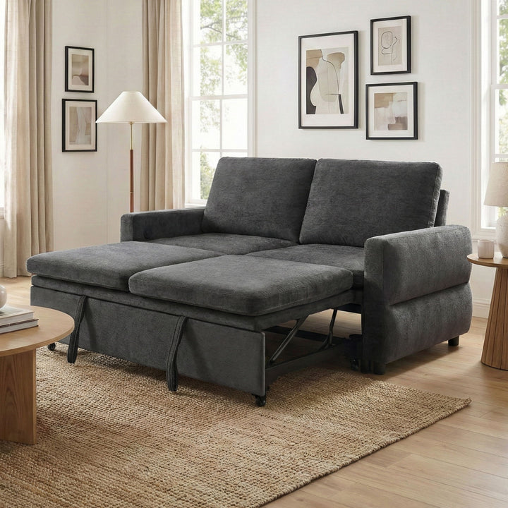 Convertible Sofa Bed Loveseat With Adjustable Backrest And USB Ports