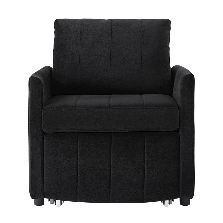 Upholstered Convertible Sleeper Sofa With 5 Position Backrest, Side Pockets, Storage