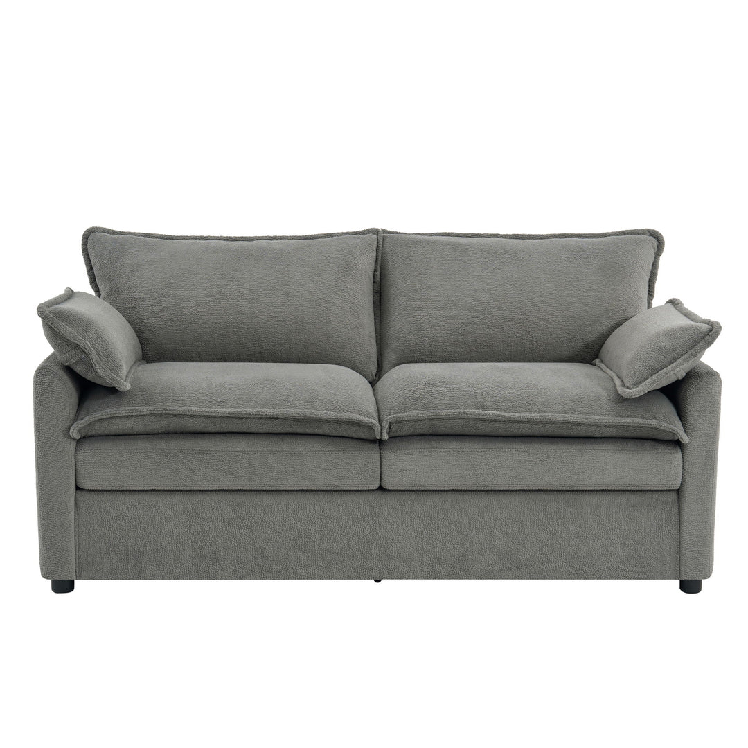 Modern Loveseat Sofa, Upholstered Couch With Side Storage Pockets