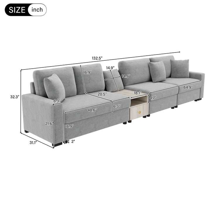 Modular Sofa Couch With Storage Armrest And Center Console